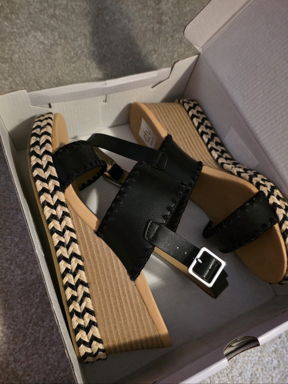 Dolce Vita Maya Black Espadrille Wedge Sandals with Buckle